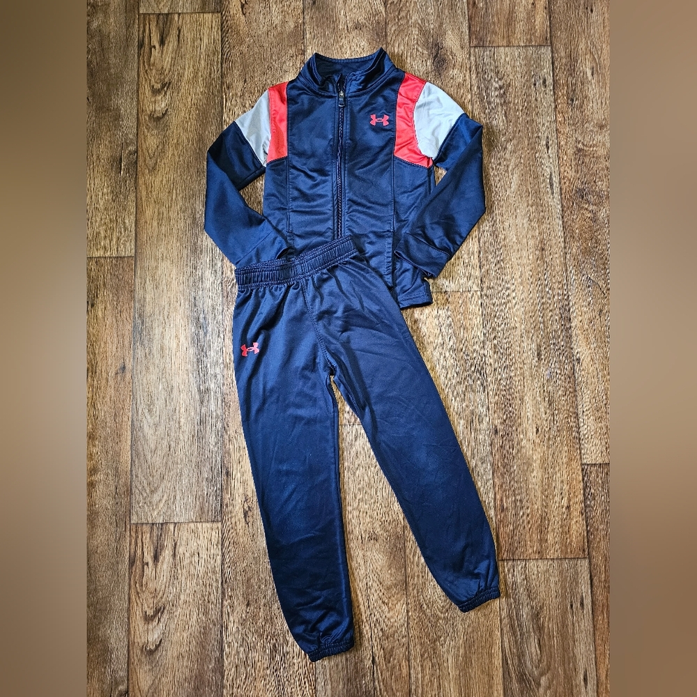 Under Armour Boys Size 7 Tracksuit Full Set Jacket & Jogger Pants